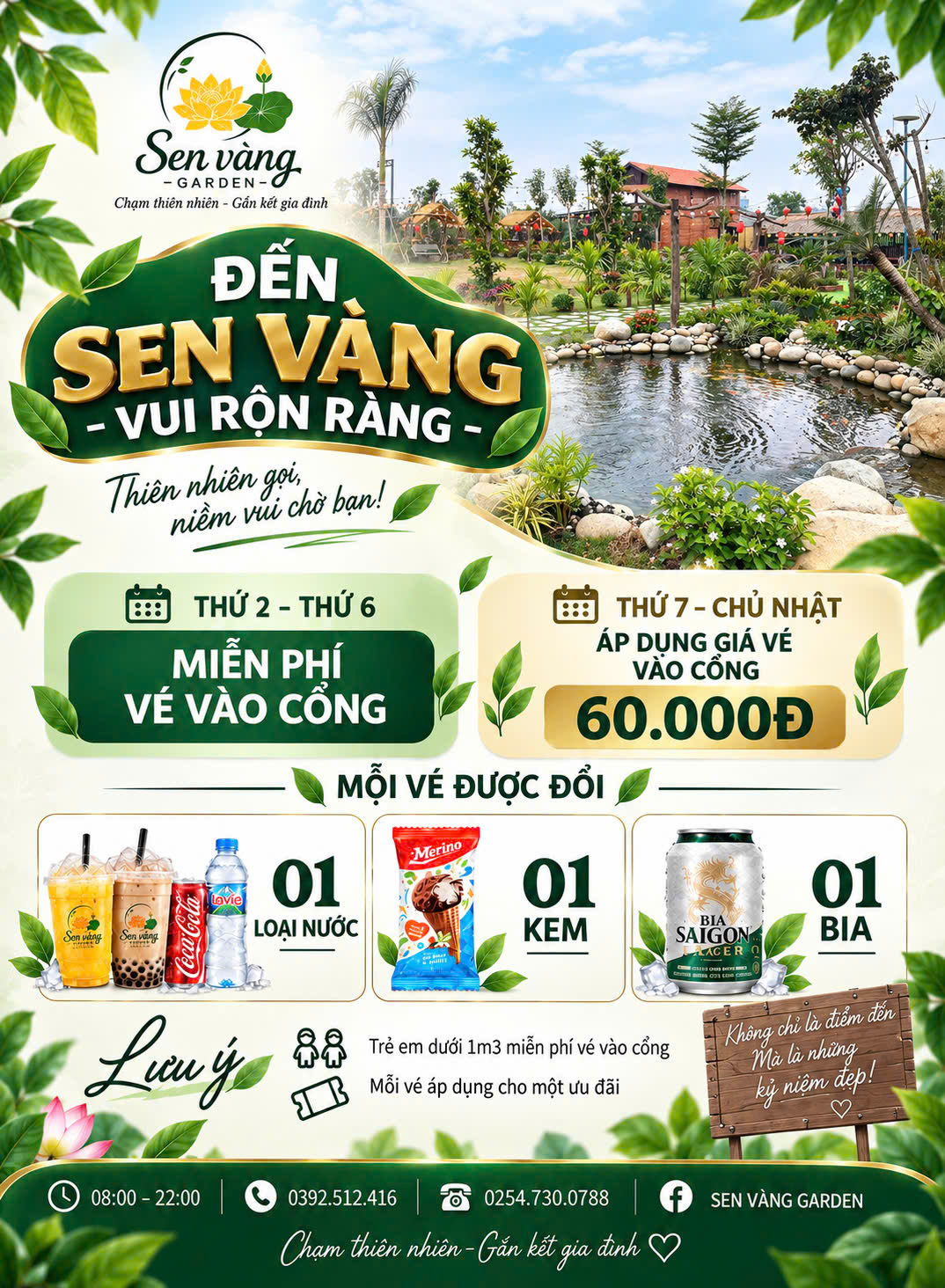 Poster Chương Trình Miễn Phí Vé Vào Cổng Sen Vàng Garden Hóc Môn